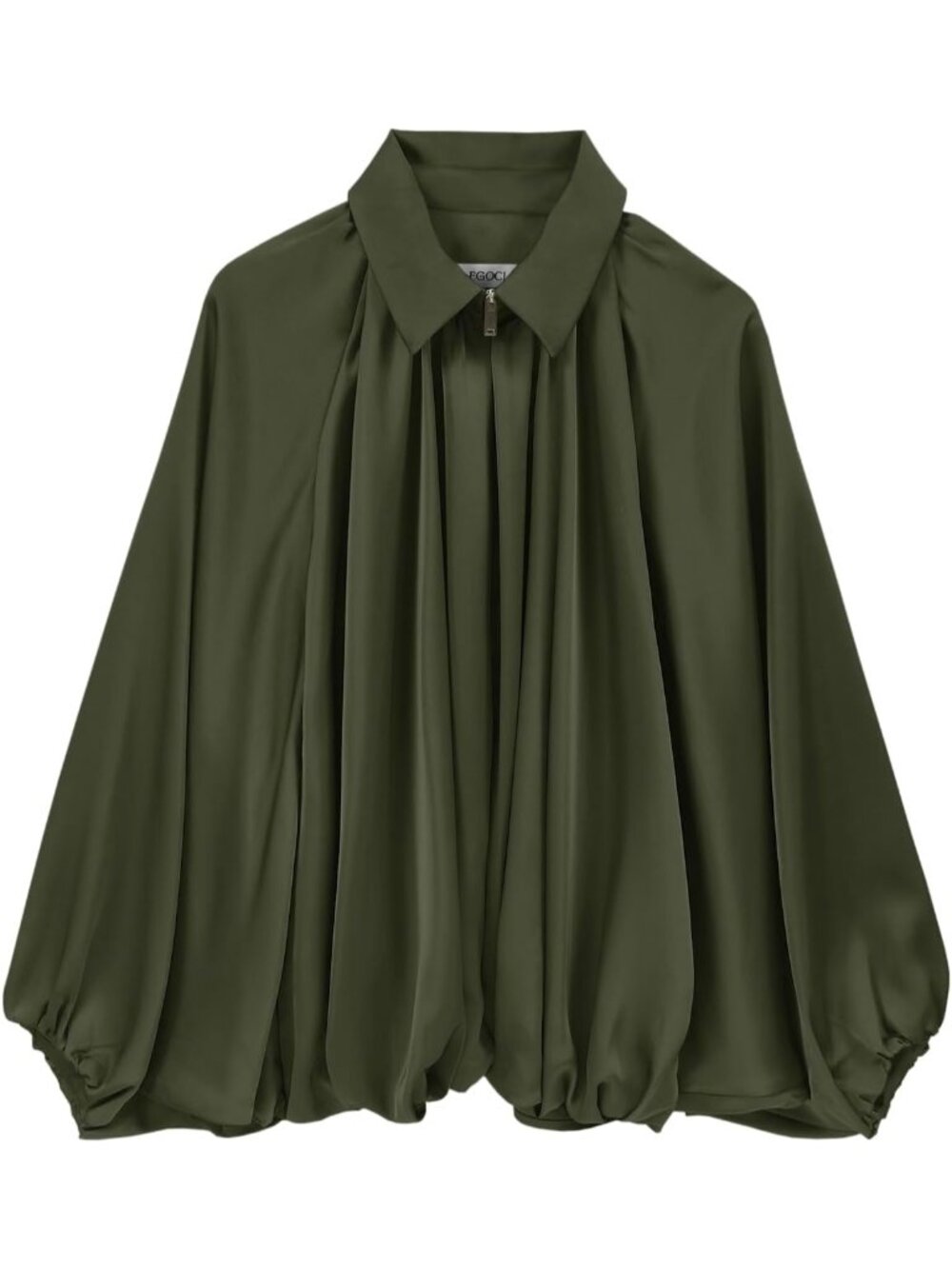 Women Army Green02 Polyester Lapel Collar Oversized Batwing Sleeve Bomber Jacket
